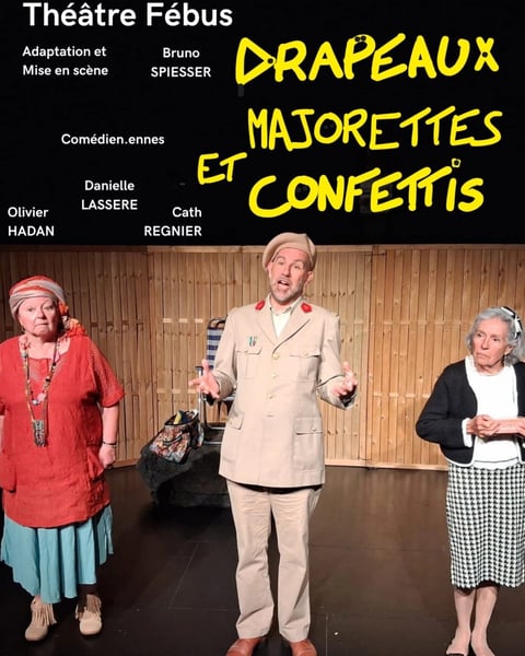 Drapeaux, majorettes et confettis par le Théâtre Fébus