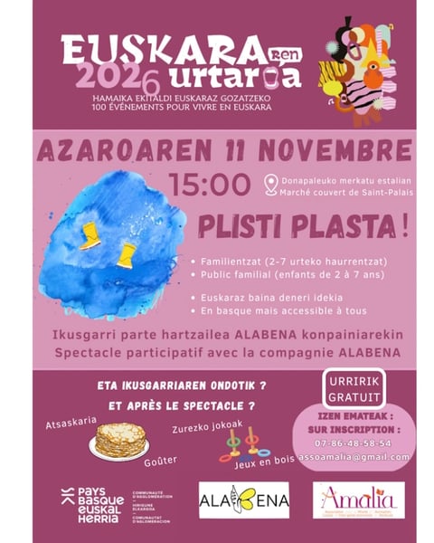 Euskararen Urtaroa 2026 - Spectacle Plisti Plasta Ikusgarria