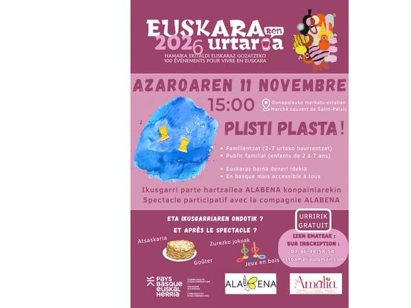 Euskararen Urtaroa 2026 - Spectacle Plisti Plasta Ikusgarria